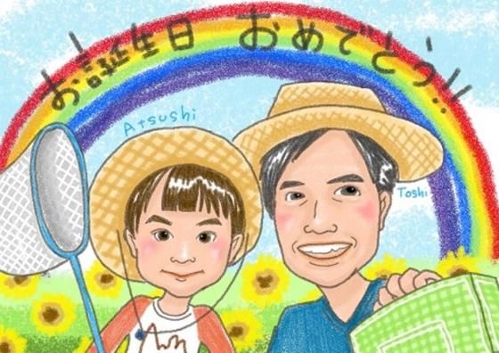 似顔絵メッセージ（誕生日・記念日用：シック＆ラフ画）