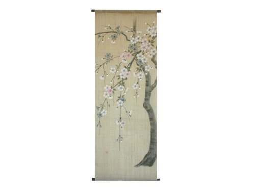 【麻タペストリー】　桜　生成　（43×120cm）