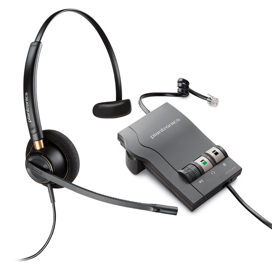 Plantronics (プラントロニクス) 片耳タイプ有線ヘッドセット HW510 ＋ 固定電話機用アンプ Vista M22 - 電話会議