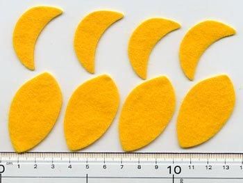 フェルトパーツ 黄色　C10【型抜き・カット済み】 厚さ約1mm 　