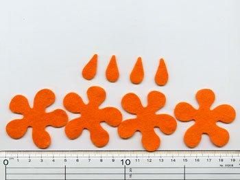フェルトパーツ オレンジ　A11【型抜き・カット済み】 厚さ約1mm 　