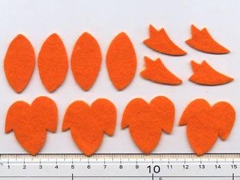 フェルトパーツ オレンジ　F11【型抜き・カット済み】 厚さ約1mm 　