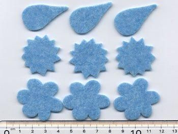 フェルトパーツ 水色　D07【型抜き・カット済み】  厚さ約2mm 　
