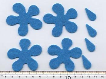 フェルトパーツ 青色　A14【型抜き・カット済み】 厚さ約1mm 　