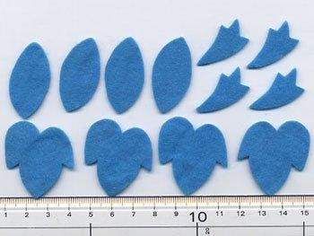 フェルトパーツ 青色　F14【型抜き・カット済み】 厚さ約1mm 　