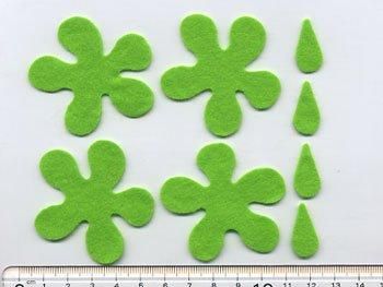 フェルトパーツ 黄緑　A15【型抜き・カット済み】 厚さ約1mm 　