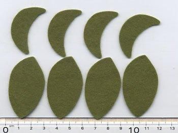 フェルトパーツ 深緑　C16【型抜き・カット済み】 厚さ約1mm 　