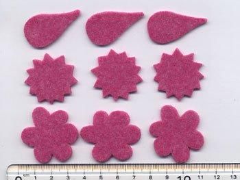 フェルトパーツ 濃ピンク　D02【型抜き・カット済み】  厚さ約2mm 　
