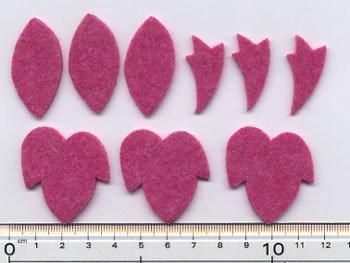 フェルトパーツ 濃ピンク　F02【型抜き・カット済み】  厚さ約2mm 　