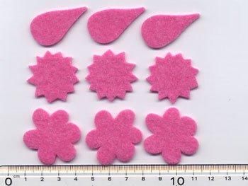 フェルトパーツ ピンク　D03【型抜き・カット済み】  厚さ約2mm 　