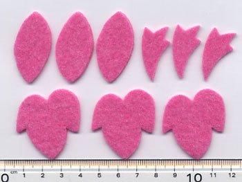 フェルトパーツ ピンク　F03【型抜き・カット済み】  厚さ約2mm 　