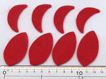 フェルトパーツ 赤色　C13【型抜き・カット済み】 厚さ約1mm 　