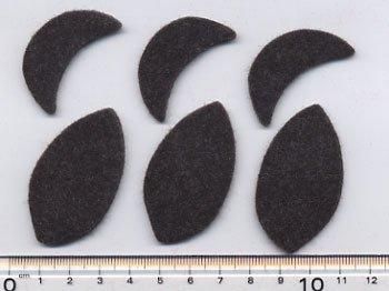 フェルトパーツ こげ茶　C08【型抜き・カット済み】  厚さ約2mm  厚さ約2mm 　