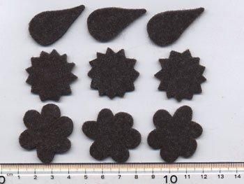 フェルトパーツ こげ茶　D08【型抜き・カット済み】  厚さ約2mm 　