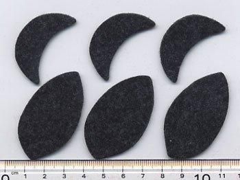 フェルトパーツ 黒　C09【型抜き・カット済み】  厚さ約2mm 　