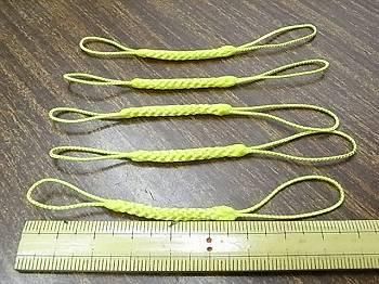 根付紐 ストラップパーツ 黄色 約9.5cm 5本入り