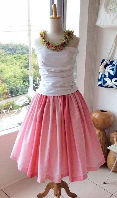 パウスカート Pink Lei ピンク レイ ハワイアンファブリック ハワイアン雑貨 タヒチインポーツ ギフト パウスカート フラダンス衣装 マヌヘアリィ