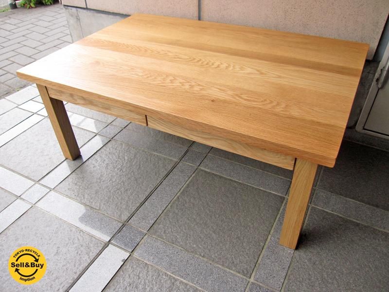 MUJI / 無印良品 北米産ホワイトオーク無垢材使用 展示・美品 『 ローテーブル 』 引き出し&amp;取説&amp;付属品付き！ ★