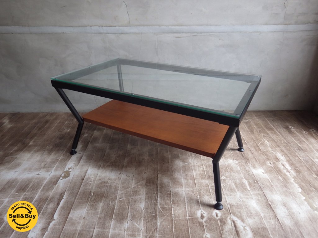 フランフラン Francfranc / メリオル ローテーブル コーヒーテーブル Mサイズ ガラス x アイアン ♪