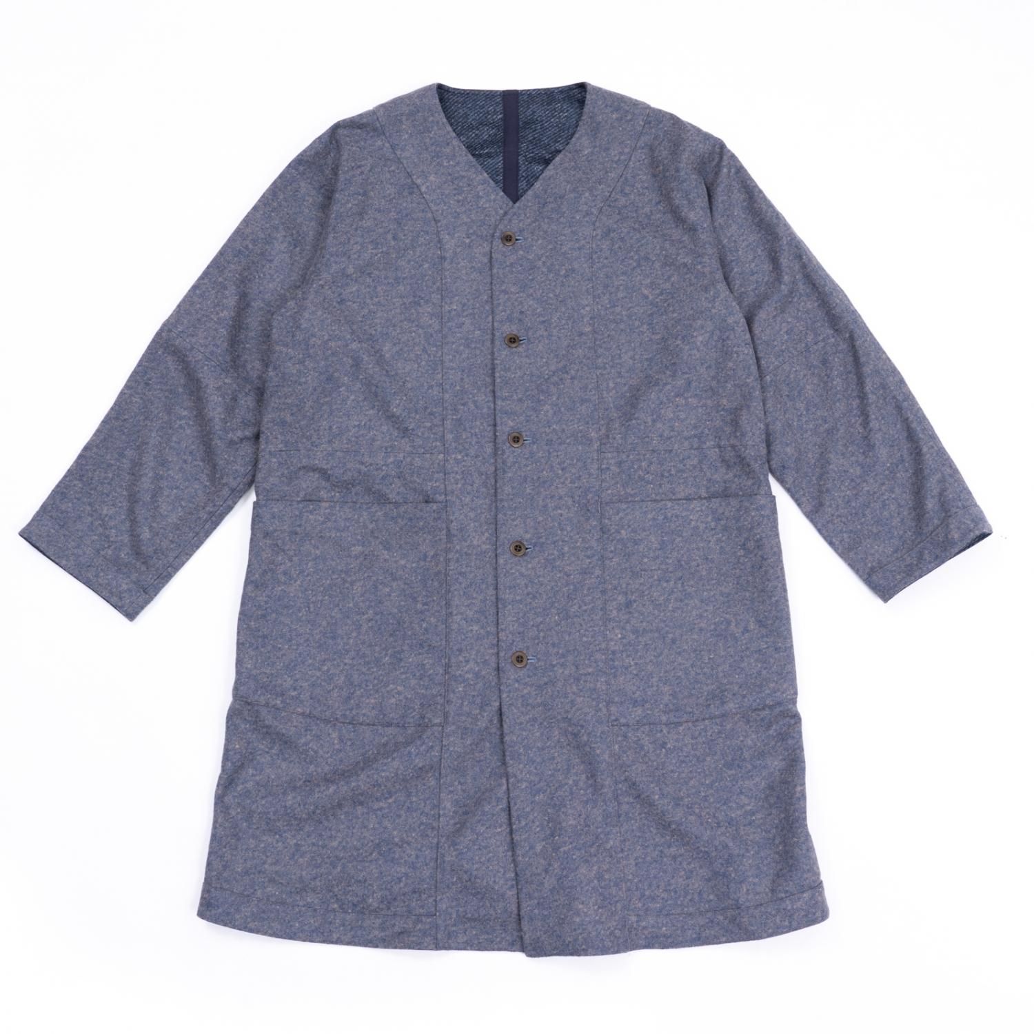ts(s) * Reversible Seam Taping Collarless Coat * Light Navy
