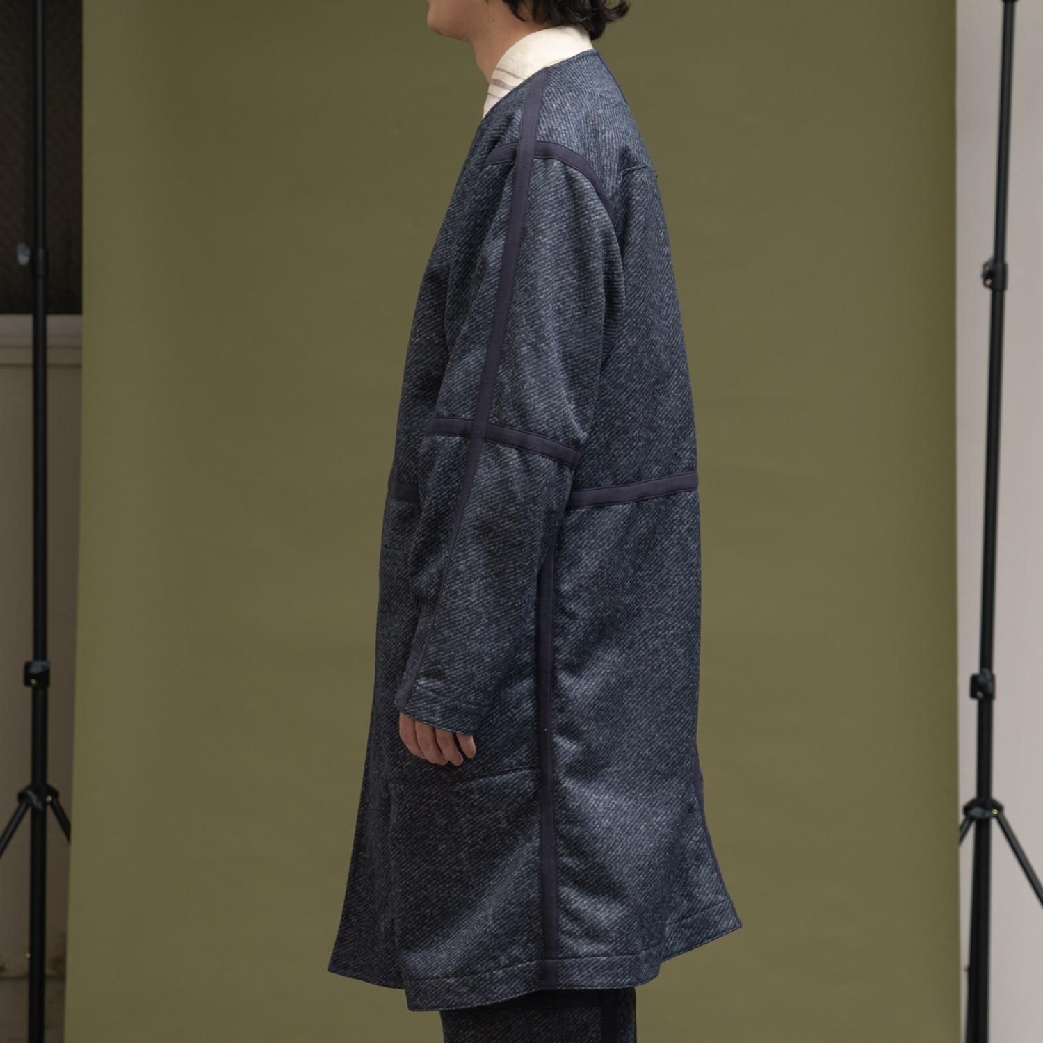 ts(s) * Reversible Seam Taping Collarless Coat * Light Navy