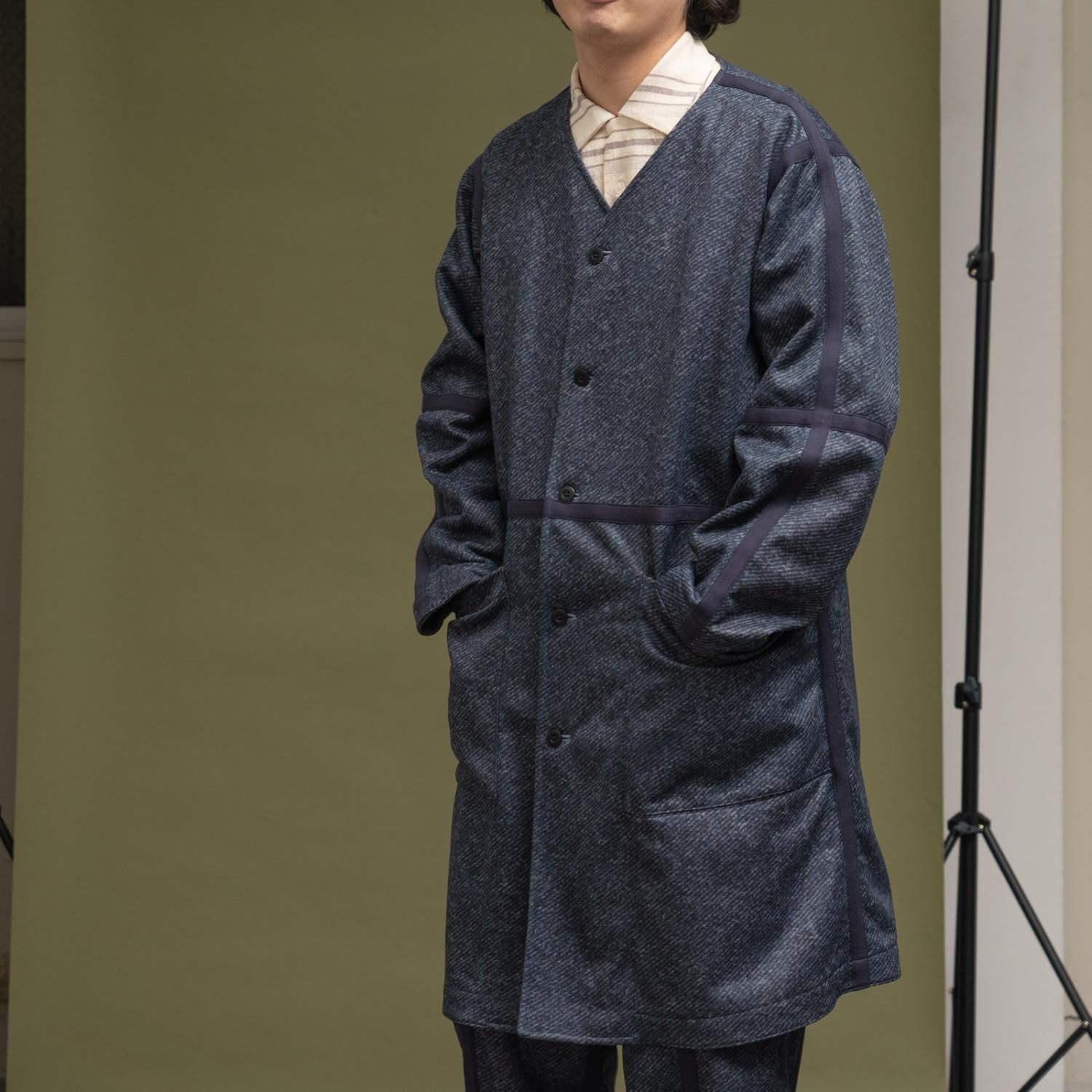 ts(s) * Reversible Seam Taping Collarless Coat * Light Navy