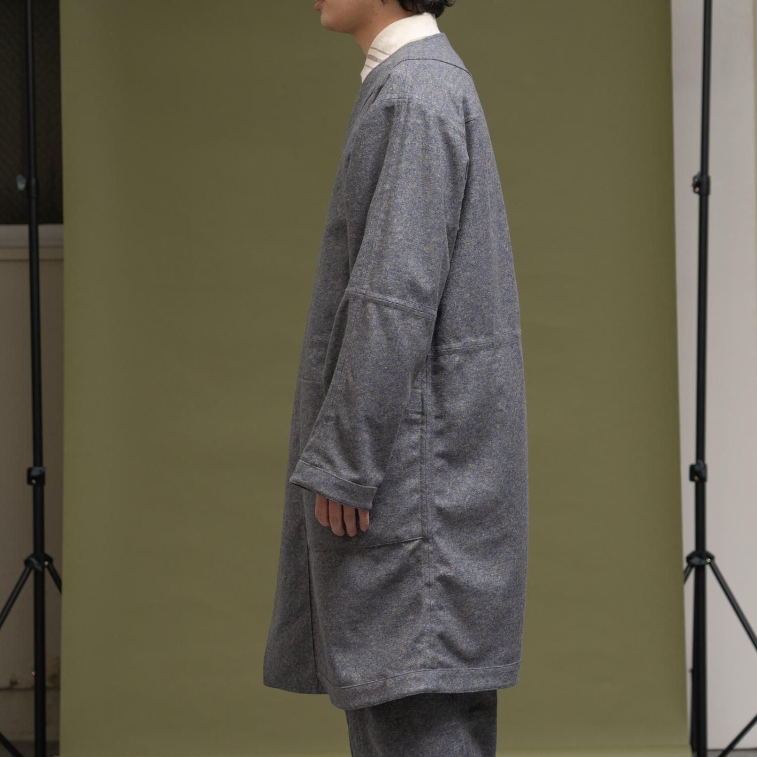 ts(s) * Reversible Seam Taping Collarless Coat * Light Navy