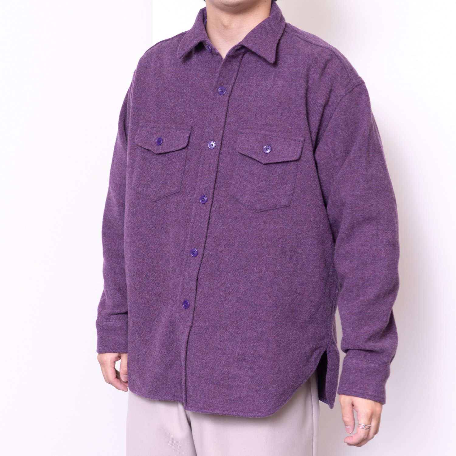 UNUSED * US2084 Double Pocket Wool Shirt * Purple