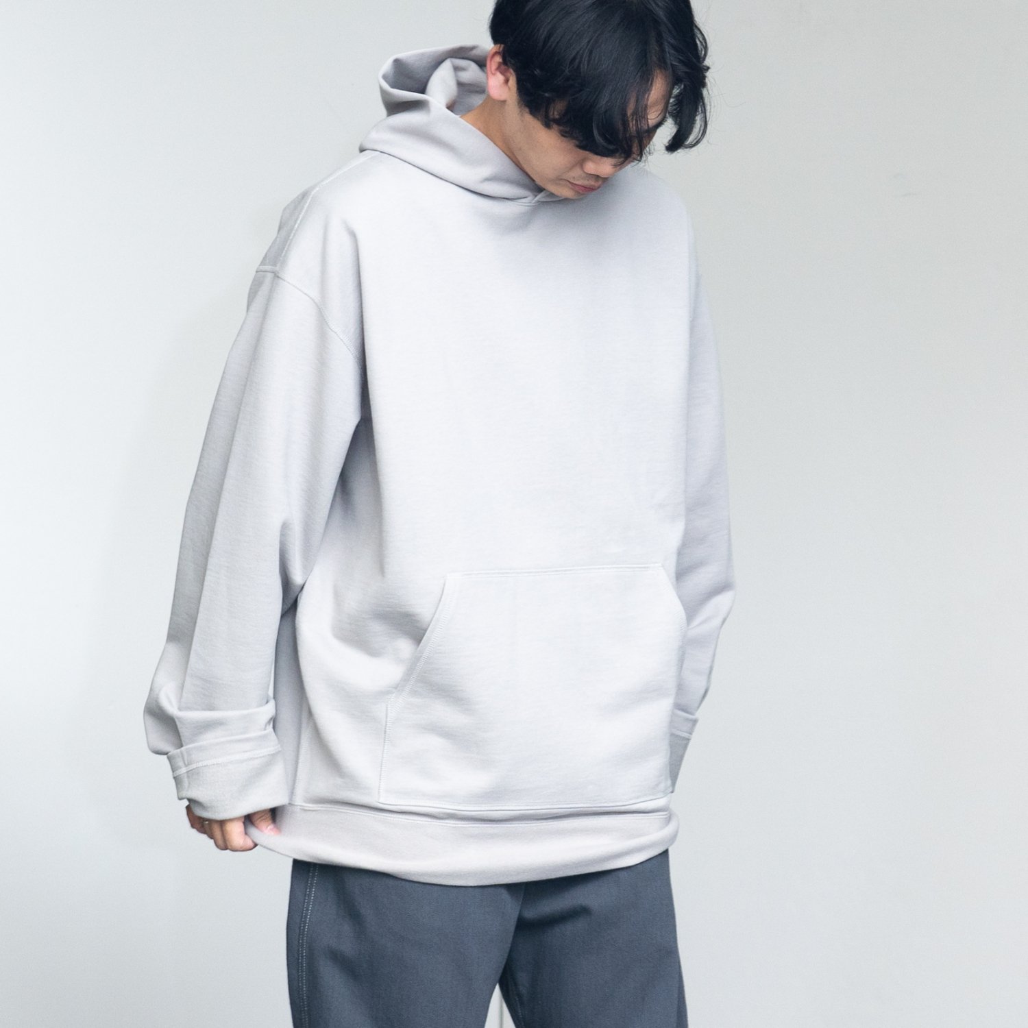 Graphpaper * Compact Terry Roll-Up Sleeve Hoodie * Gray