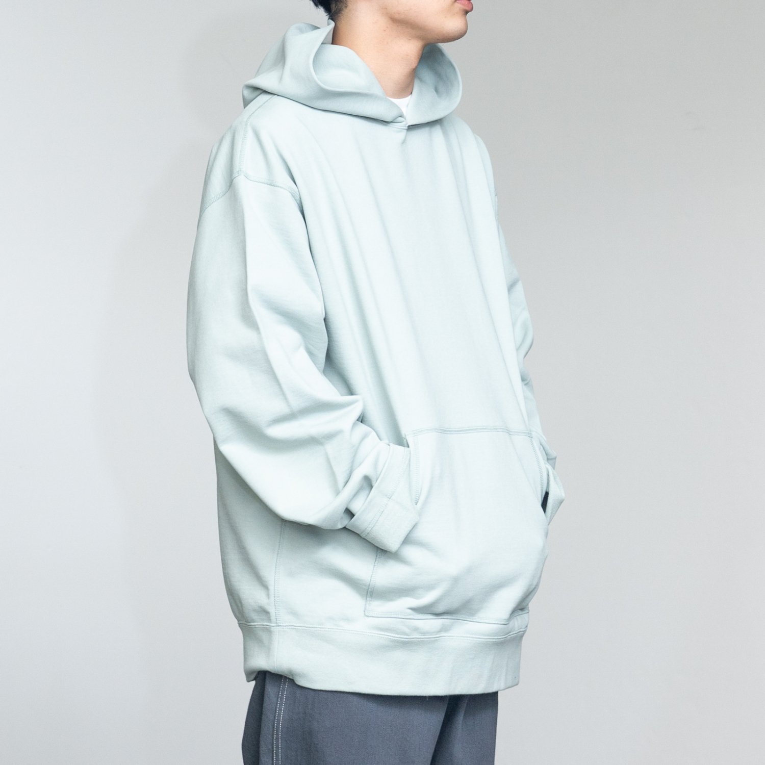 Graphpaper * Compact Terry Roll-Up Sleeve Hoodie * Light Green