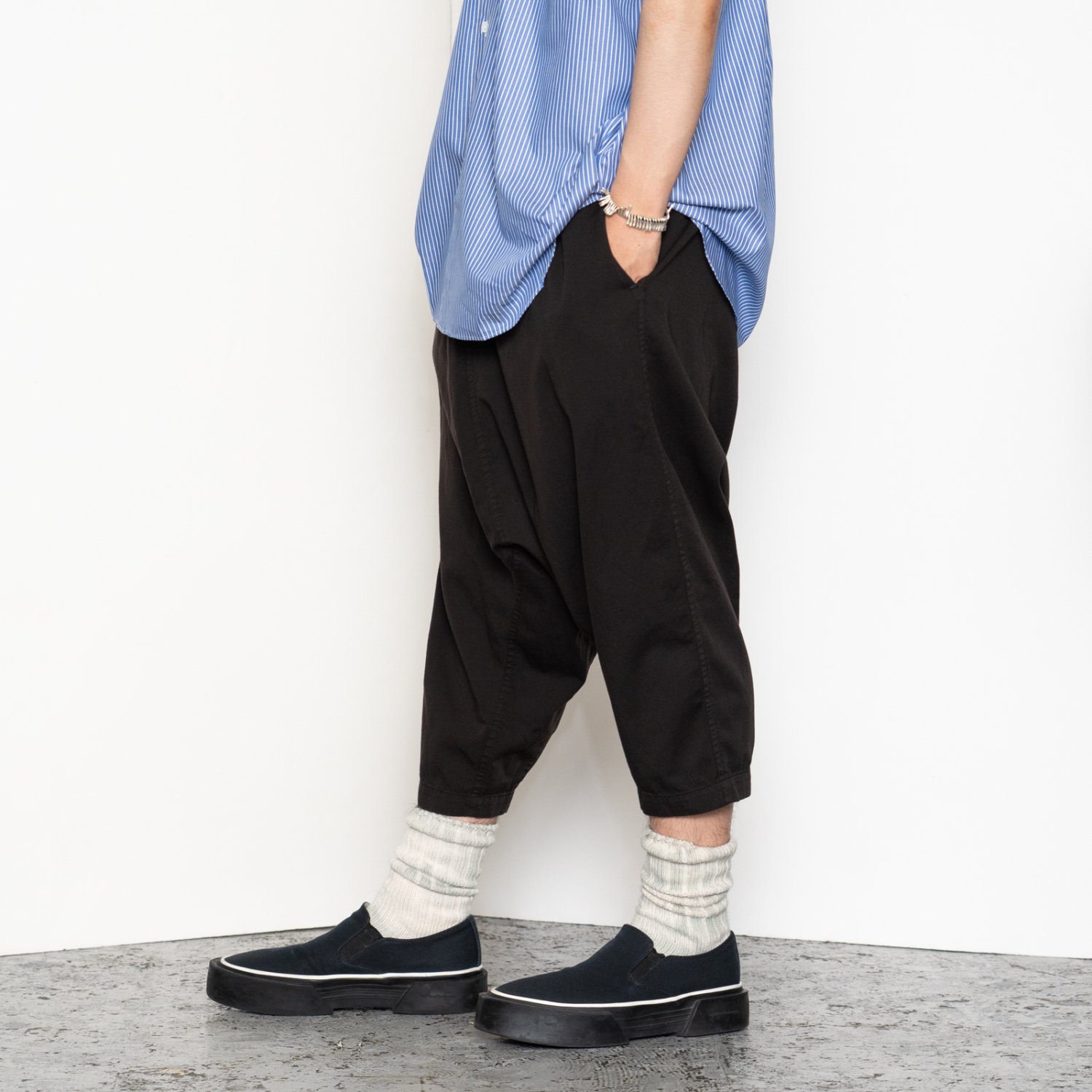 COMME des GARCONS SHIRT * 22SS Collection Overdyed Polyester/Cotton Easy Pants * Black