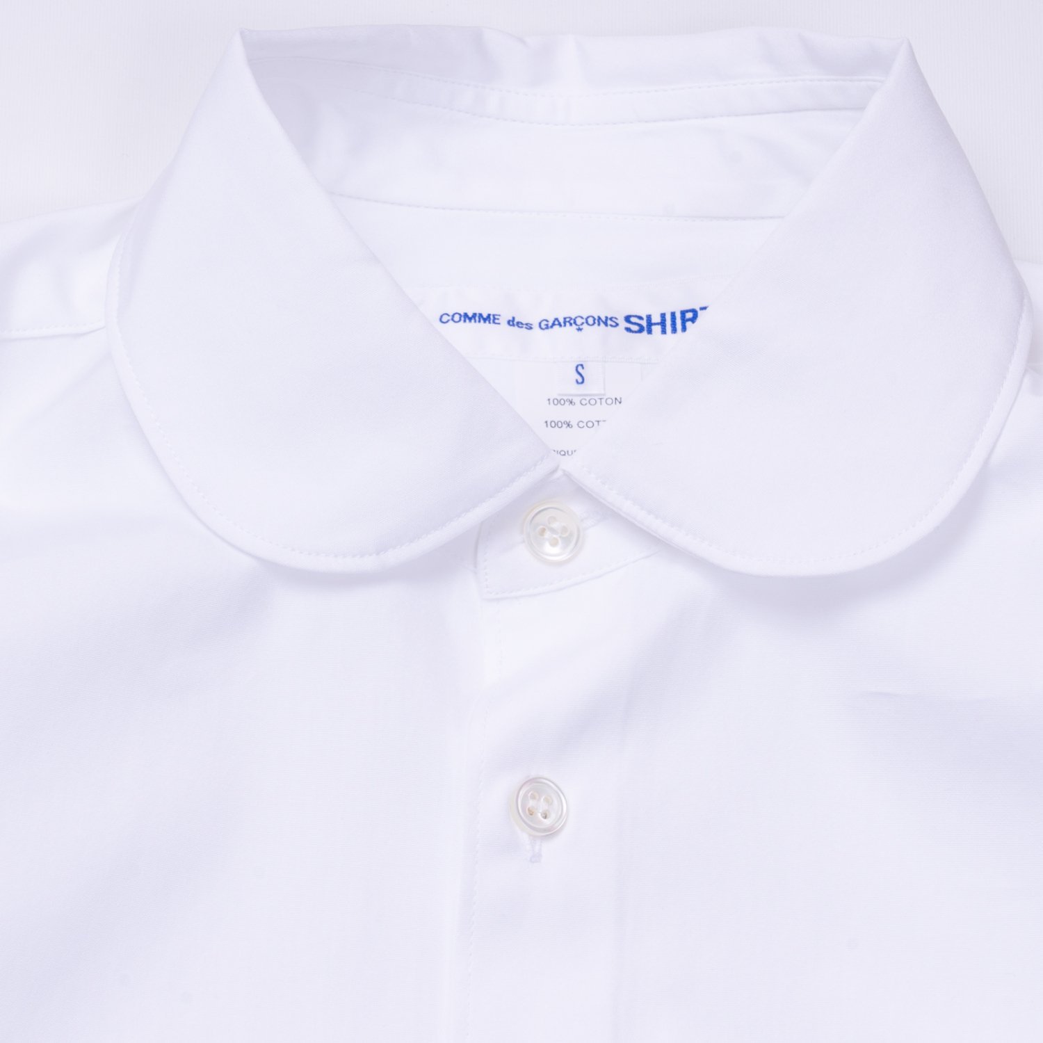 COMME des GARCONS SHIRT * Forever Wide Classic Round Collar Plain Cotton Long Sleeve Shirt * White