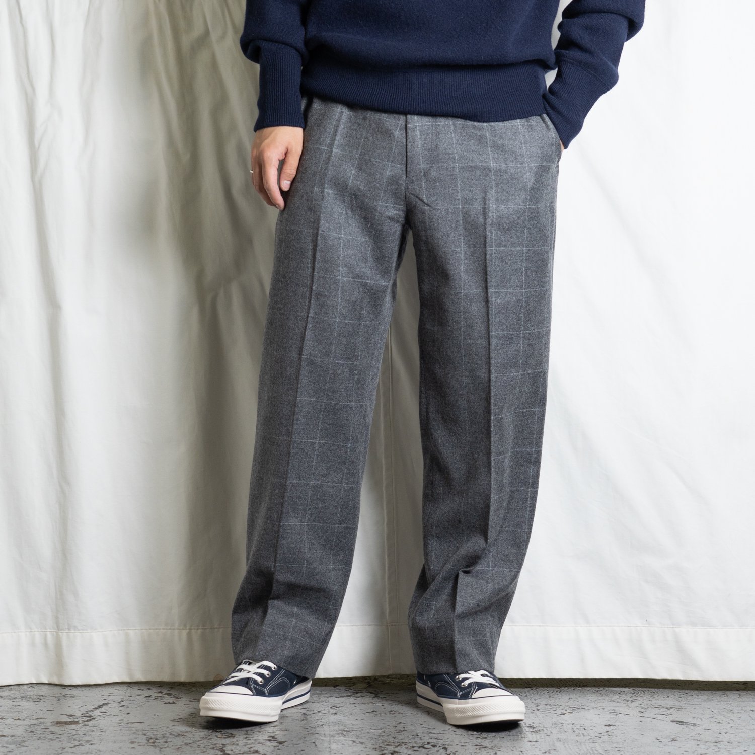 Willow Pants * P-009 Wool Nylon Windowpen * Gray | public