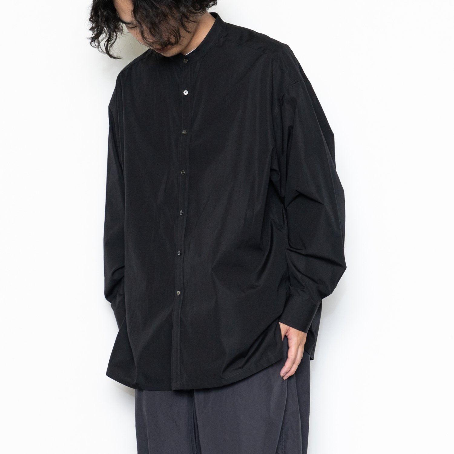 Graphpaper * High Count Broad Band Collar Shirt(4色展開) | public