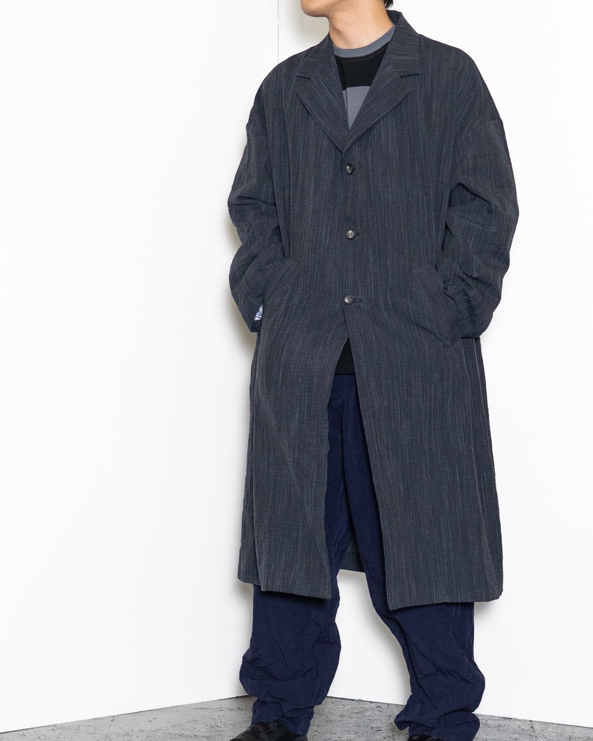 Bergfabel * MOON COAT LINEN COTTON * Navy Stripe | public