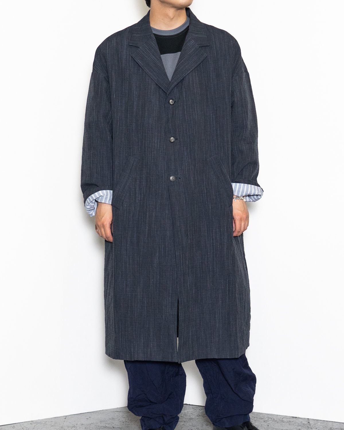 Bergfabel * MOON COAT LINEN COTTON * Navy Stripe | public