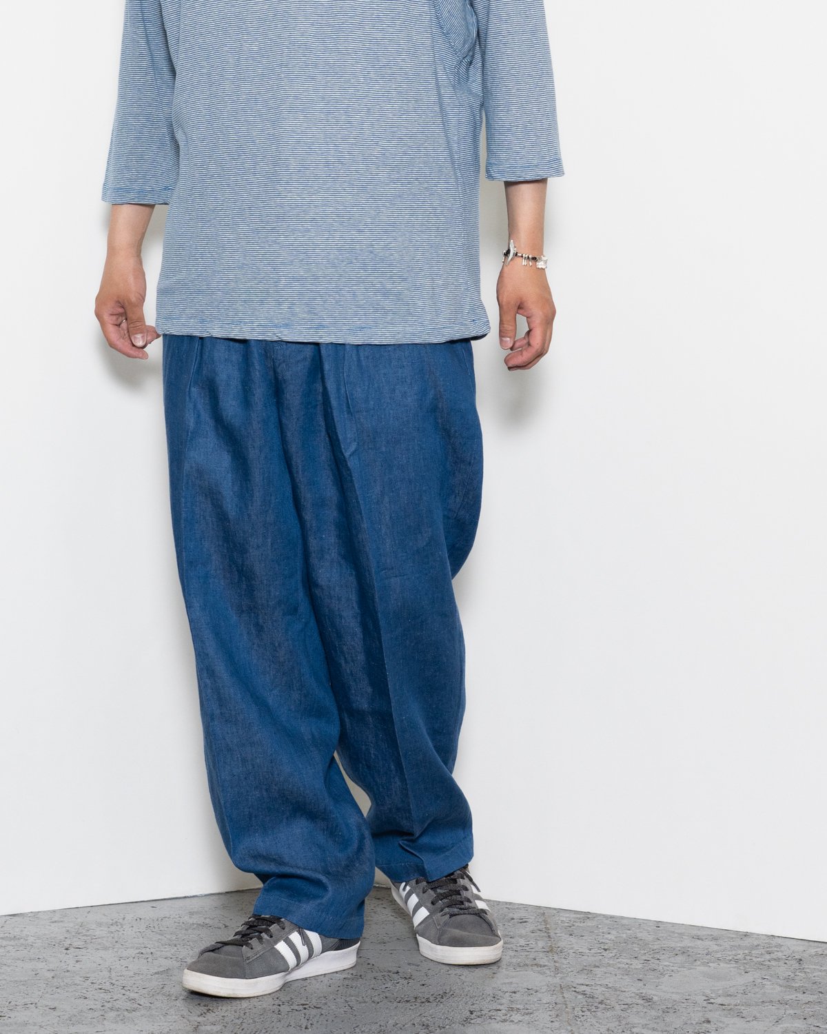 FARAH * M4009 Two-Tuck Wide Tapered Pants Linen Denim(2色展開 