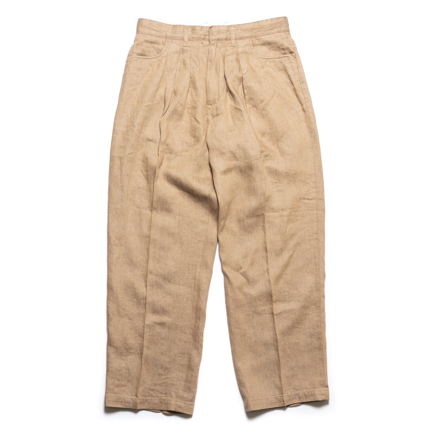 FARAH * M4009 Two-Tuck Wide Tapered Pants Linen Denim(2Ÿ)