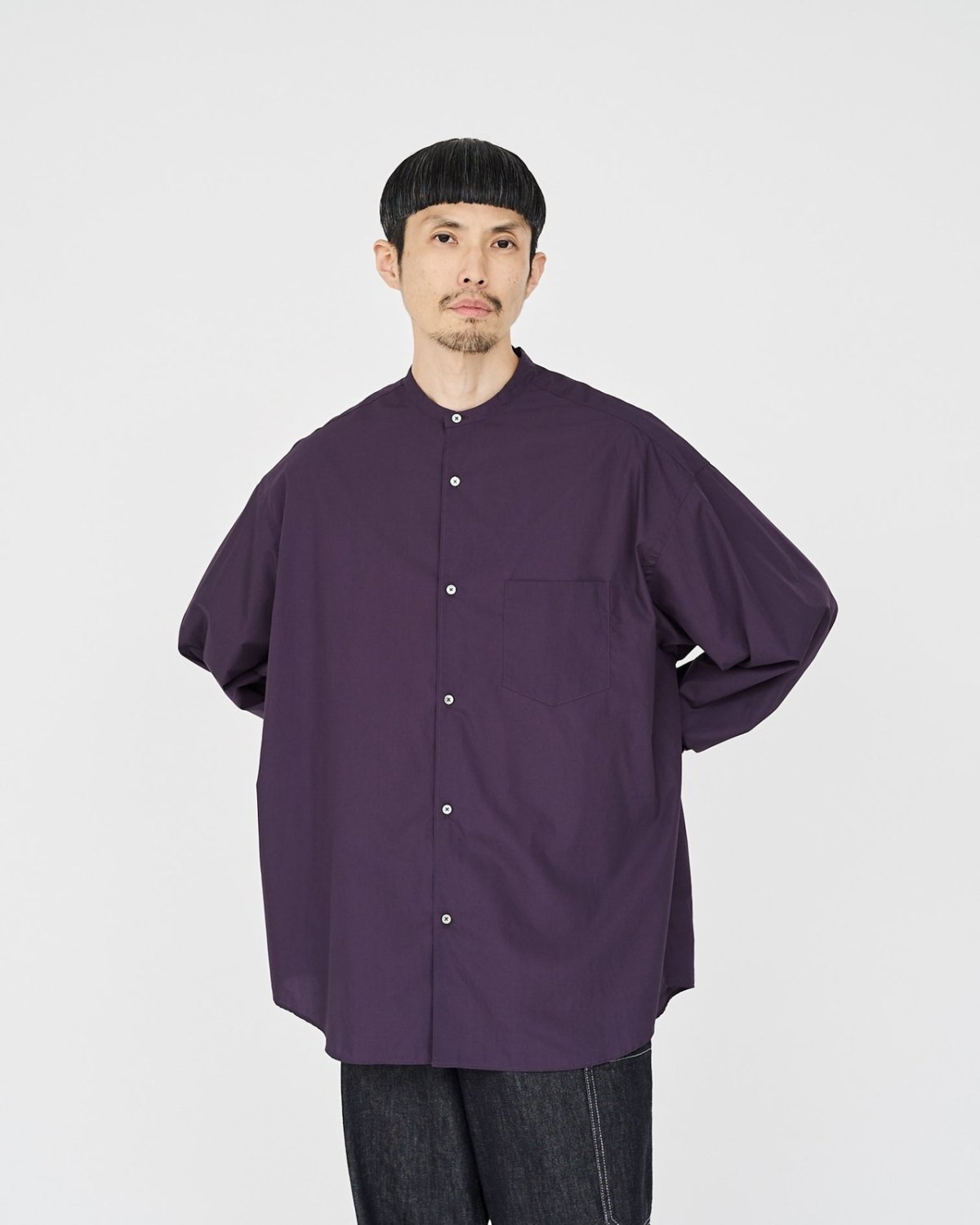 Graphpaper * 23AW Collection Broad L/S Oversized Band Collar Shirt(2色展開)