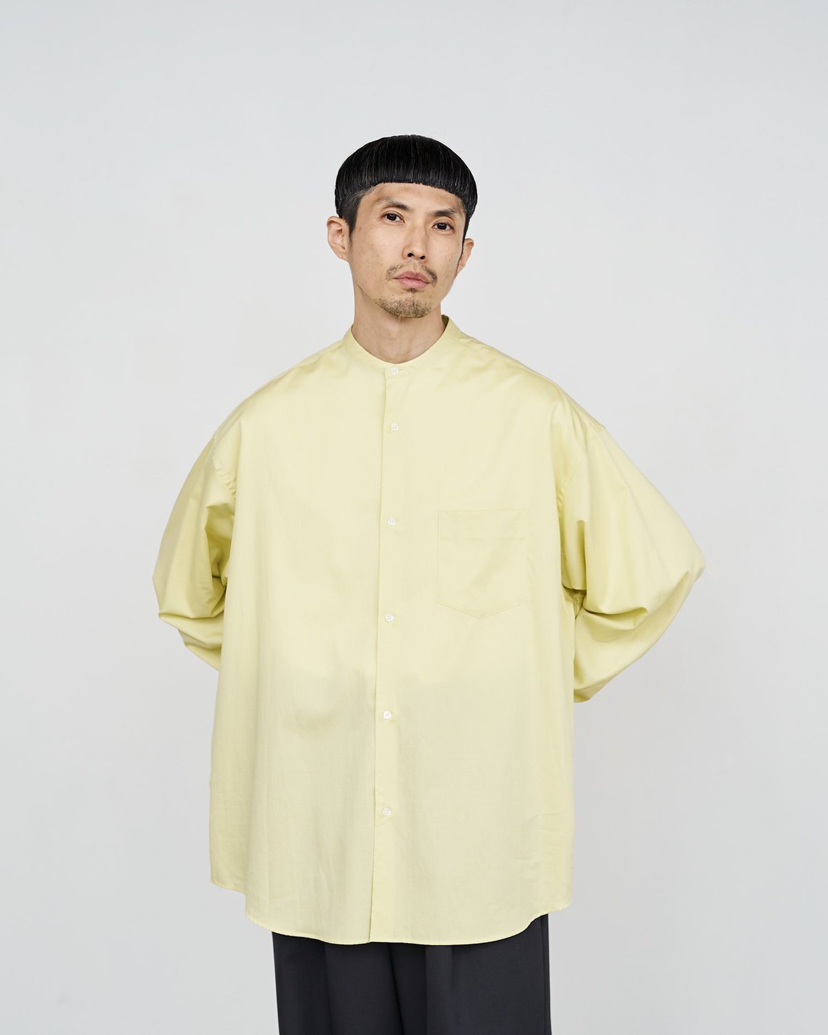 Graphpaper * Silicon Poplin Oversized Band Collar Shirt(3色展開)