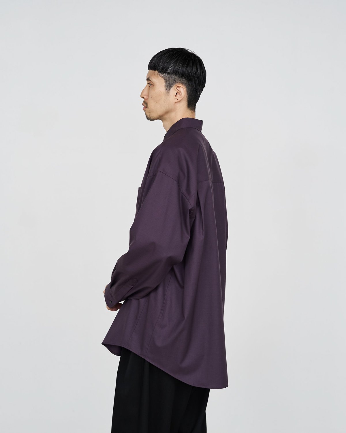 Graphpaper * Fine Wool Tropical Pivot Sleeve Oversized Regular Collar Shirt(3色展開)