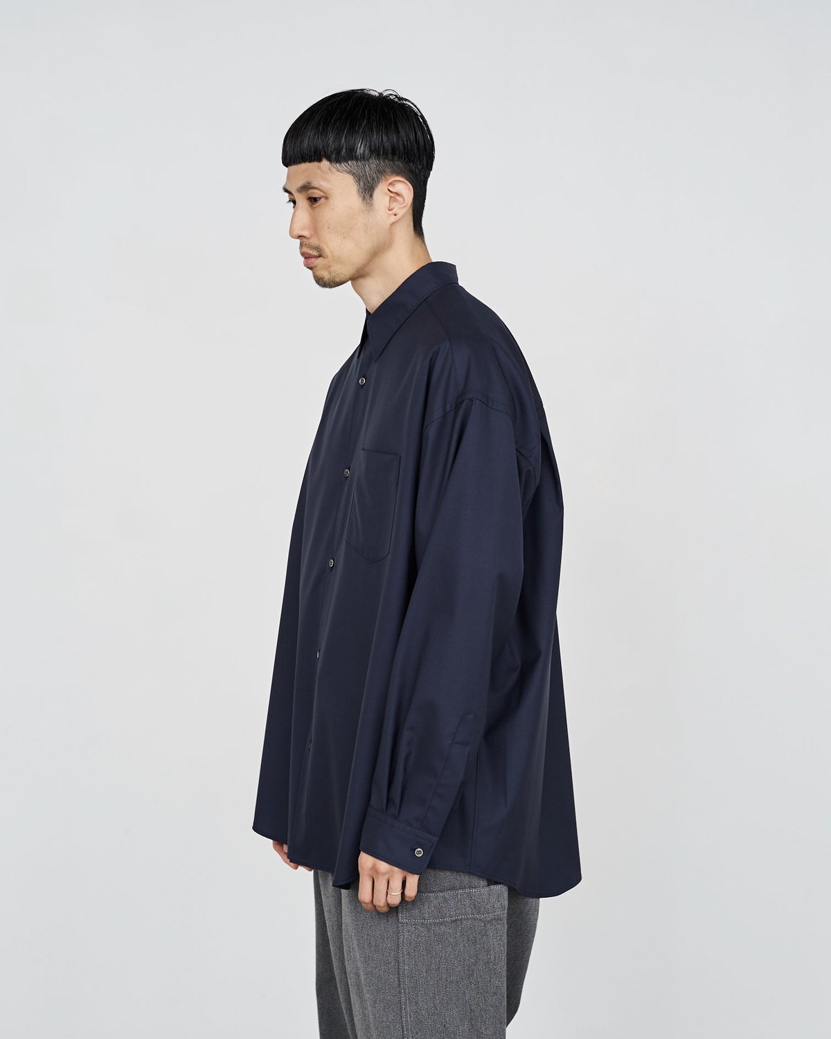 Graphpaper * Fine Wool Tropical Pivot Sleeve Oversized Regular Collar Shirt(3色展開)
