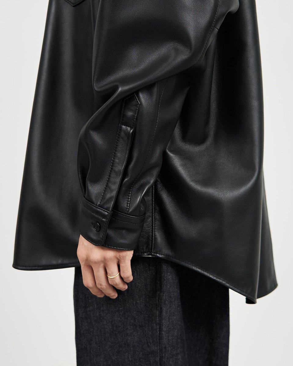 Graphpaper * Sheep Leather Oversized Shirt * Black