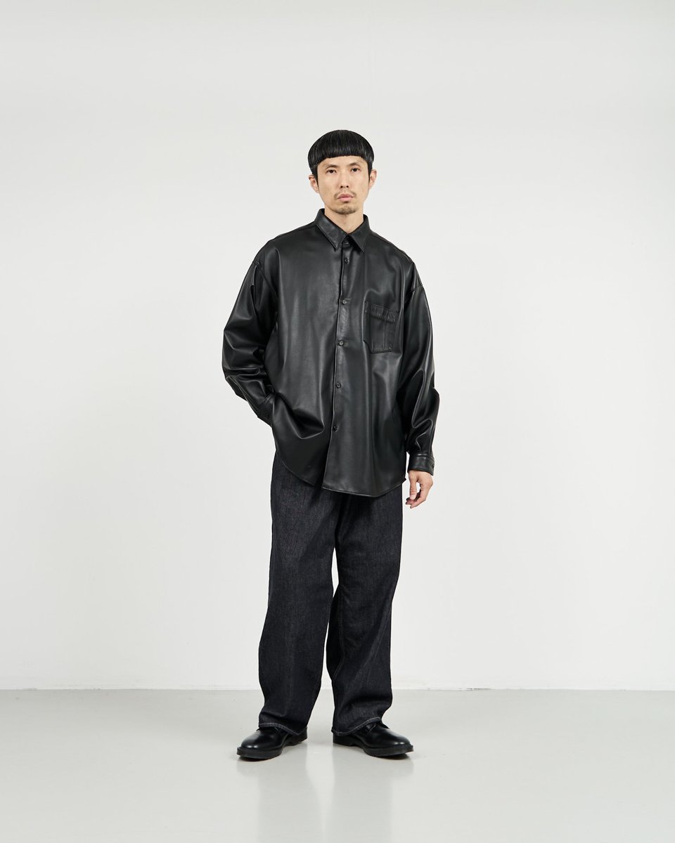 Graphpaper * Sheep Leather Oversized Shirt * Black