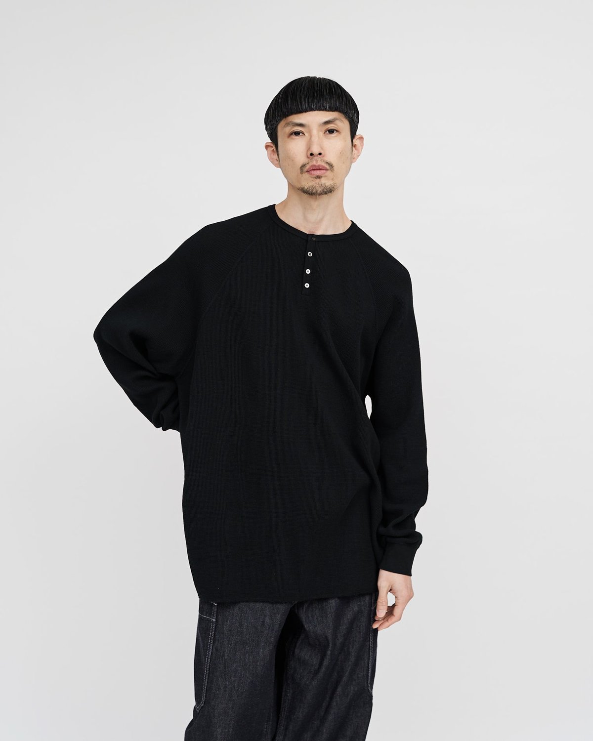 Graphpaper * Waffle L/S Henley Neck Tee(4色展開)
