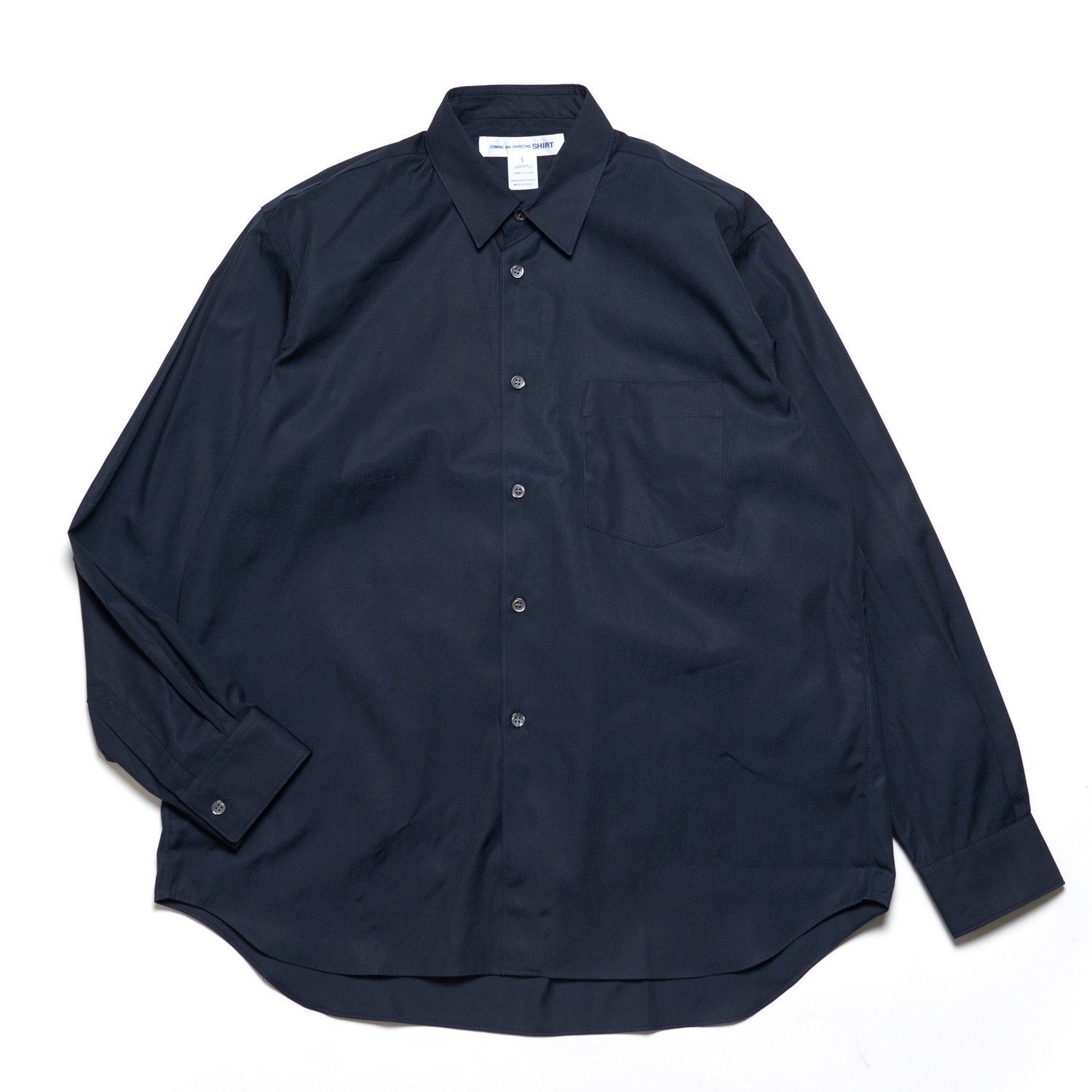 COMME des GARCONS SHIRT * Forever Wide Classic Plain Cotton Long Sleeve Shirt *  Navy