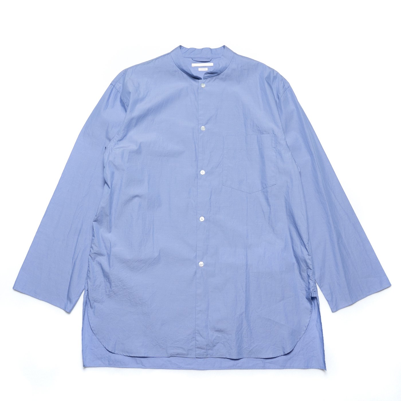 blurhms * 24SS Chambray Stand Collar Cuffless Shirt (2色展開)