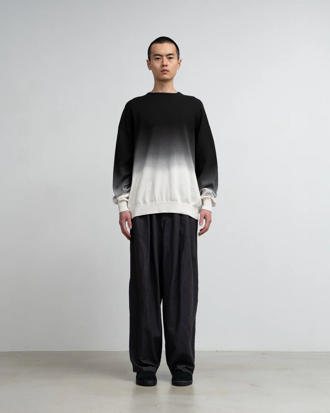 Graphpaper * Piece Dyed High Gauge Knit Oversized Crew Neck * Black Shade