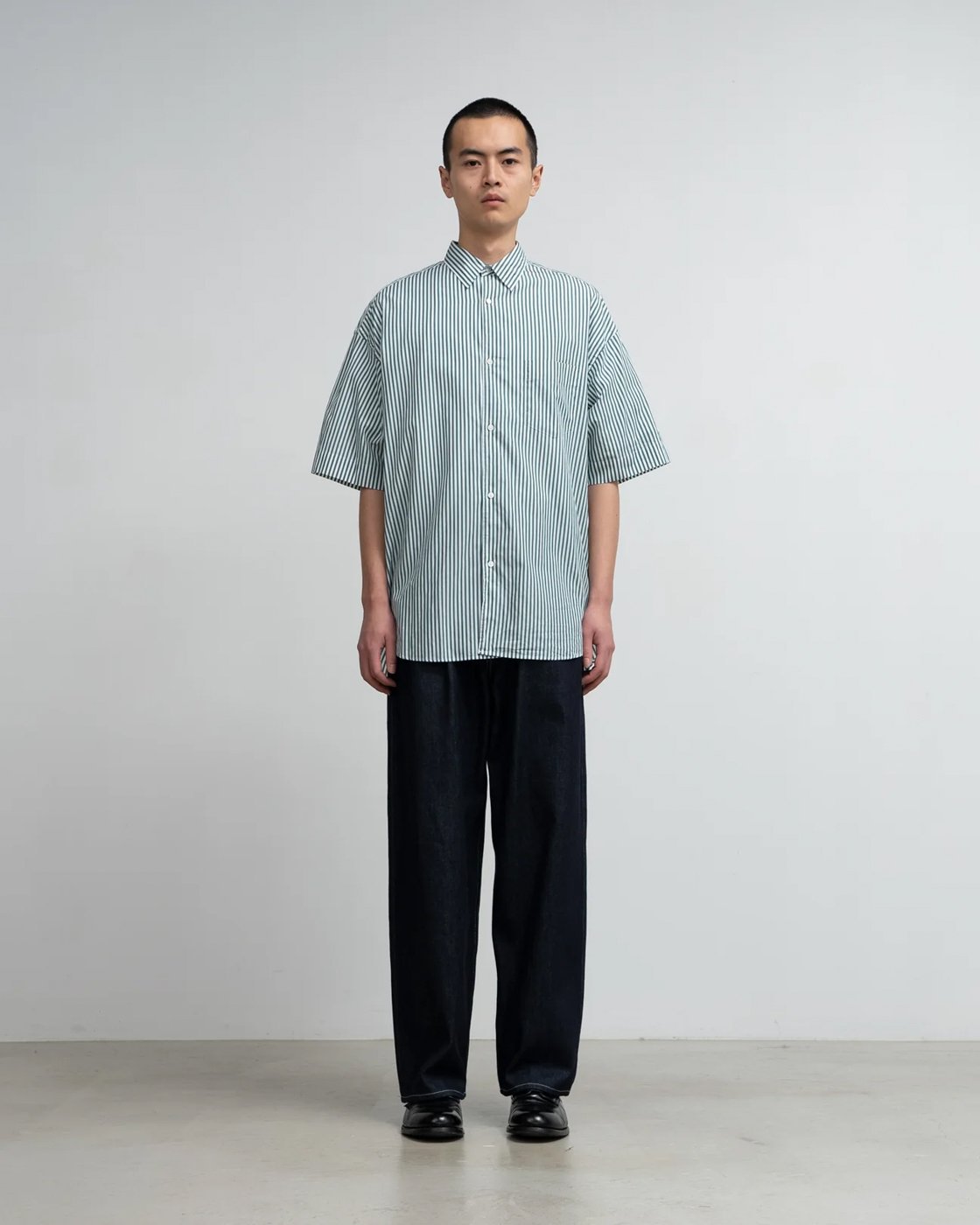 Graphpaper * Broad S/S Oversized Regular Collar Shirt Stripe(2Ÿ)
