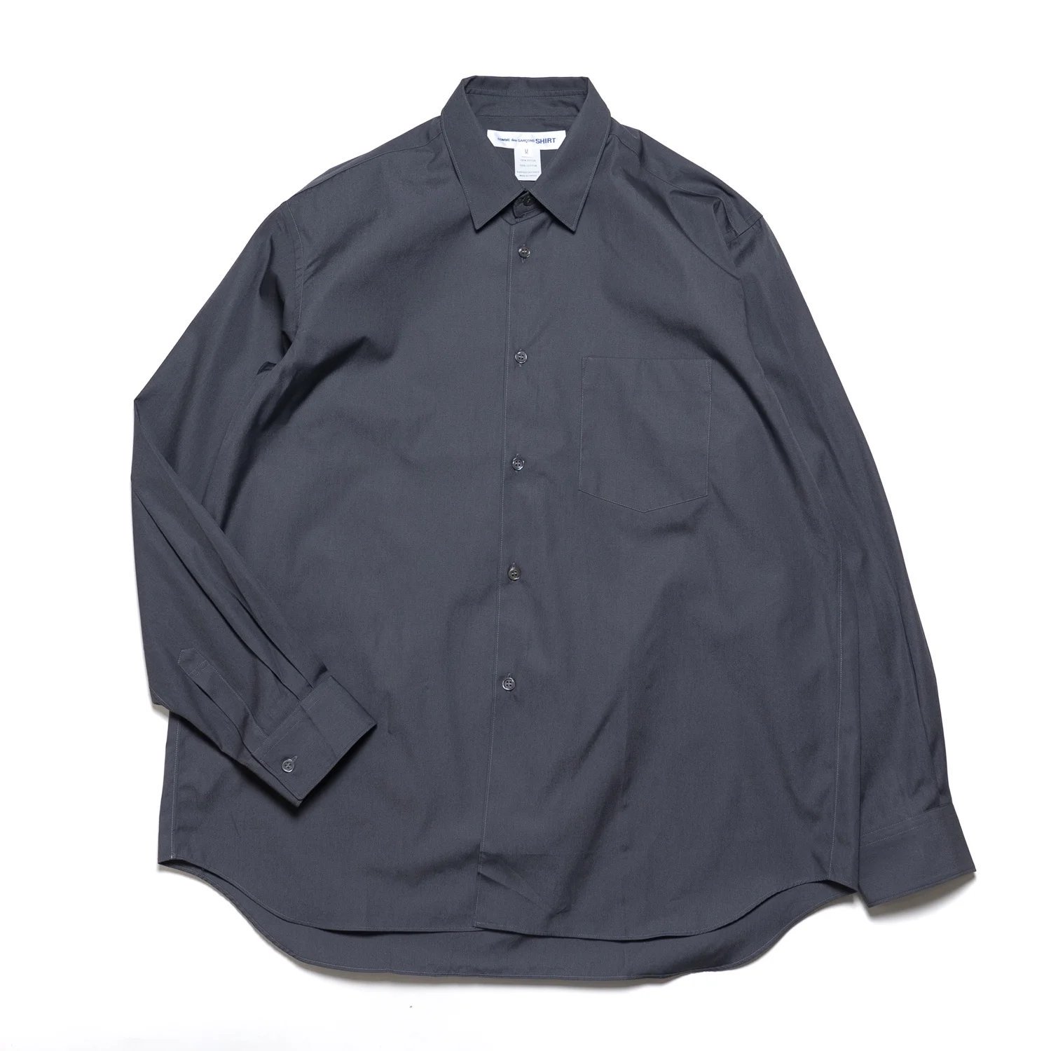 COMME des GARCONS SHIRT * Forever Wide Classic Plain Cotton Long Sleeve Shirt *  Gray